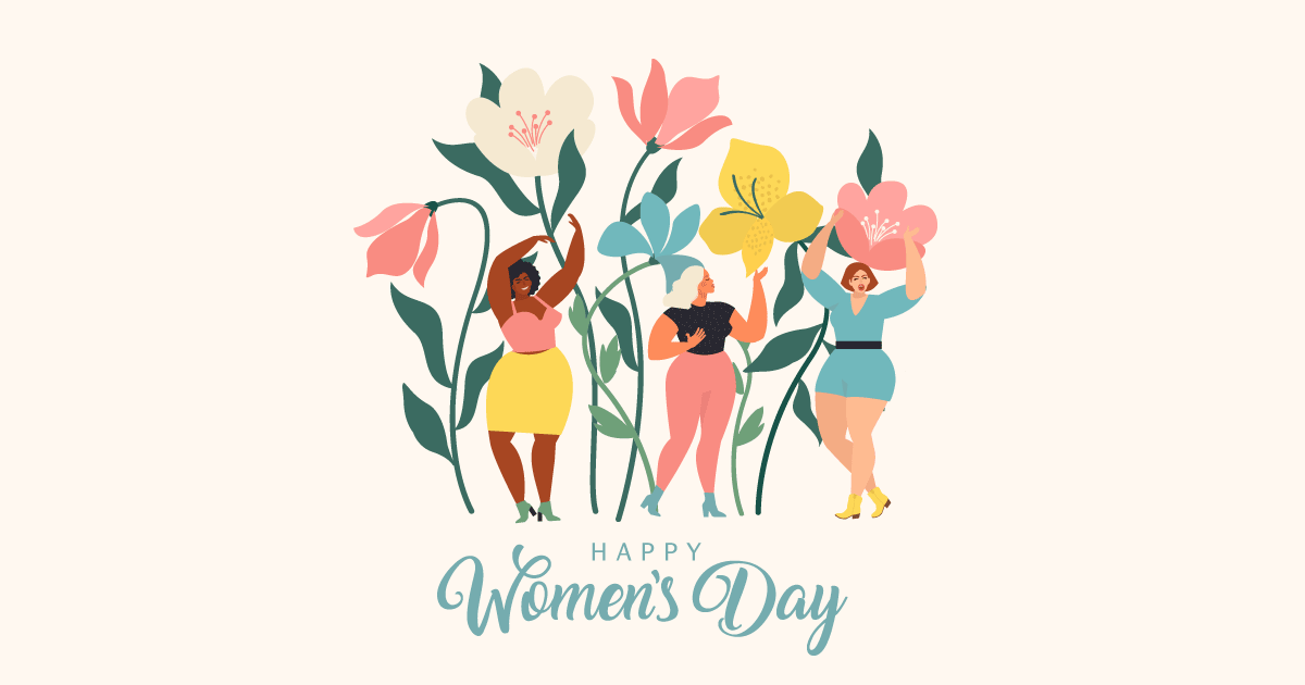 Happy Mother's Day vector art with diverse women and flowers
