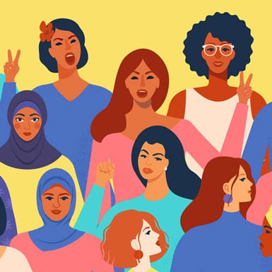 faces of diverse women - vector illustration