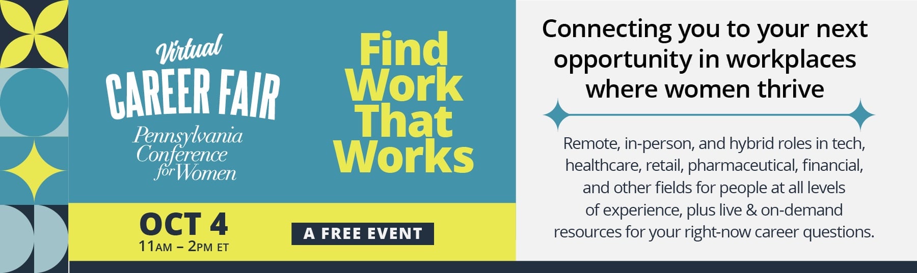 Find work that works at our free October 4 Virtual Career Fair